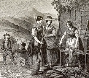 Flachsverarbeitung mit Brechhebel