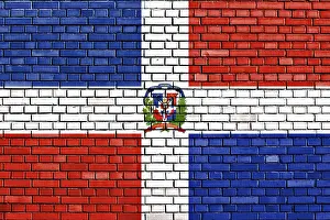 Flag of Dominican Republic painted on brick wall