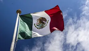 Flag, the national flag of Mexico flutters in the wind