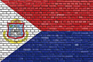 Flag of Sint Maarten painted on brick wall