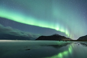 Flakstad beach with northern lights