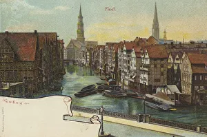 Fleet in Hamburg, Germany, postcard text