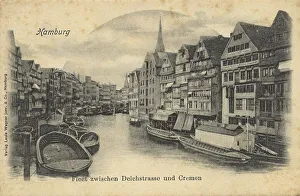 Fleet in Hamburg, Germany, postcard text