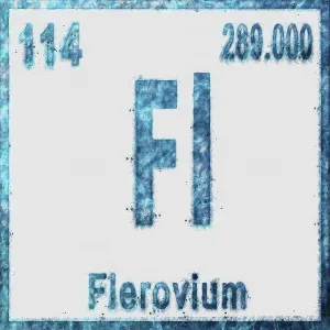 Flerovium Chemical Element in Blue on White Background