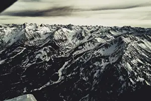 Flight over the late winter Lech Valley with a small aeroplane in Tyrol