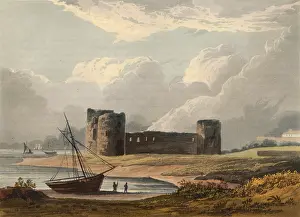 Flint castle around 1840, castle ruins in Flintshire in Wales