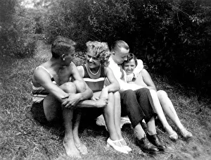 Flirt, two couples flirting in a meadow