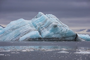 Category Scandinavia Prints: Floating chunk of ice before a huge glacier in Hornsund