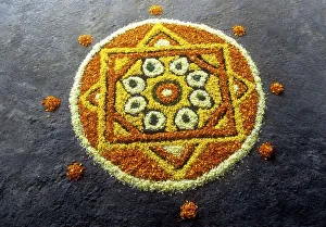 Floral decoration during Onam festival