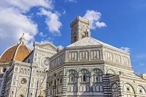 Florence Cathedral with dome, campanile and coloured marble facade