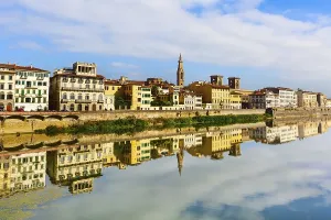 Florence, Italy city view with Basilica Santa Croce tower