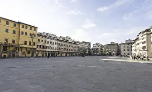 Florence, Italy. January 2022. panoramic view of Santa Croce square in the city center