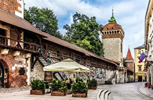 Florian's Gate with city wall and defensive towers
