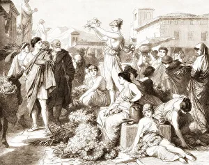 Flower market at Athens in ancient Greece