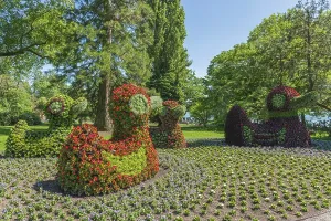 Flower sculptures in flower island of Lake Constance
