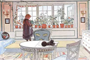 The flower window, illustration in The House in the Sun by Carl Larsson