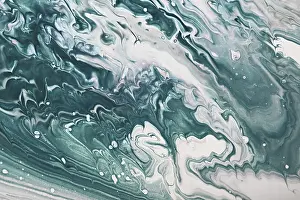 Fluid Art. Green abstract wave swirls