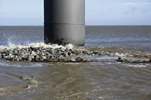 Flushed base of the radar tower at high tide on the Minsener Oog power plant