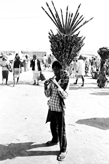 Flute vendor Allahabad Kumbh fair Uttar Pradesh India 1989