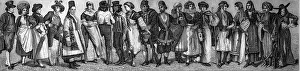 Folk dress in the Middle Ages, historical illustration