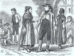 Folk traditional costume from Westphalia in 1870