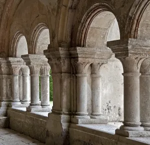Fontenay former Cistercian monastery cloister arcades detail