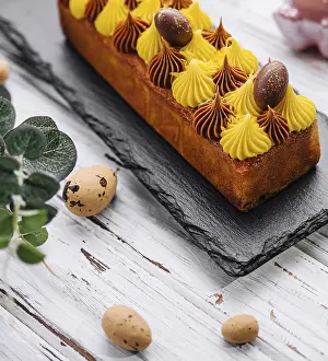 Food, Easter cake with chocolate and vanilla cream