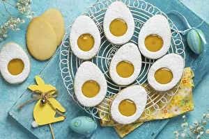 Food, Easter egg cookies with lemon jam filling