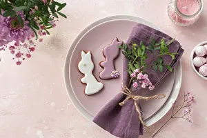 Food, Easter table setting. Spring holiday concept