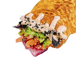 Food, A flavorful wrap is bursting with fresh vegetables including lettuce