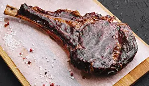 Food, Grilled pork steak on wooden board