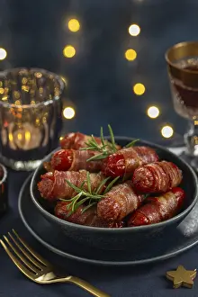Food, Pigs in blankets for festive Christmas dinner