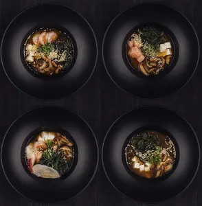 Food, Plates with different types of Thai soup