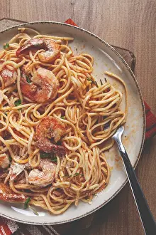 Food, Spaghetti with tiger prawns