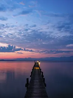 Footbridge on Lake Chiemsee at dawn