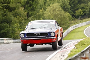 Ford Mustang jumping at a jump hill