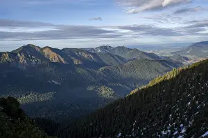 Forest-covered mountain landscape of the Ammergau Alps