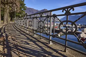 Forged railing with shadow, frog perspective