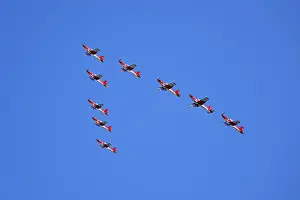 Formation flight of the Patrouille Suisse with the PC-7 team
