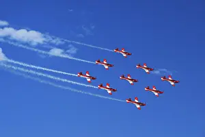 Formation flight of the Patrouille Suisse with the PC-7 team