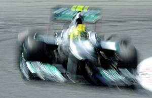 Formula 1 racing car speeding around a corner during the free practice session for the Spanish Grand Prix at the Circuit de Catalunya, 11 May 2012, near Montmelo, Spain, Europe