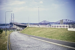 Forth Road Bridge, crossing the Firth of Forth, South Queensferry, Scotland, 1968