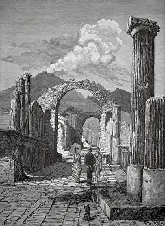 Forum Street in the ruined city of Pompeii