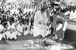 The foundation laying ceremony of a hospital in West Bengal, India, Asia, December 1945, Asia