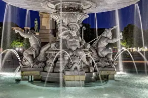 Fountain on the Schlossplatz, four figures symbolise Wuerttemberg rivers