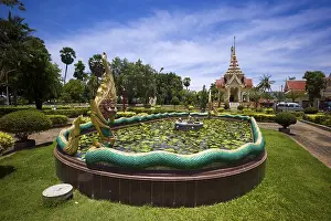 Category Buddhism Prints: Fountain with a snake, Pagoda at Wat Chalong