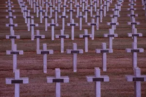 France: Soldier cementary with thousand of crosses