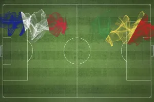 France vs Congo Soccer Match, national colors