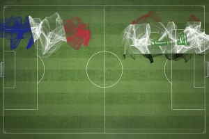 France vs Iraq Soccer Match, national colors