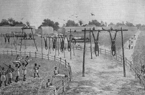 Franco-Dahomean War, stands with corpses sacrificed to the god of war